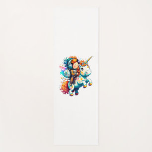 Tapis De Yoga Un astronaute à bord d'une mignonne licorne coloré