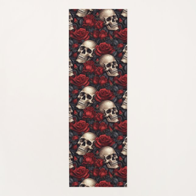 Tapis De Yoga Un crâne et une série Rose 10 (Devant)