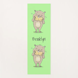 Tapis De Yoga Un joli hamster souriant avec un dessin animé d'ar