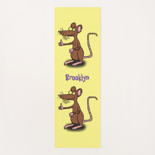 Tapis De Yoga Un rat brun mignon pouce vers le haut dessin animé