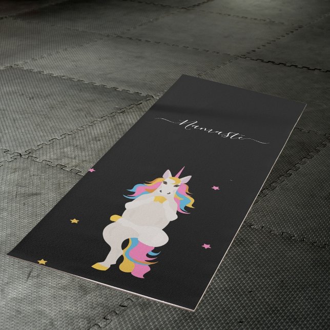 Tapis De Yoga Unicorn yoga pose mignon fun noir namaste (Créateur téléchargé)