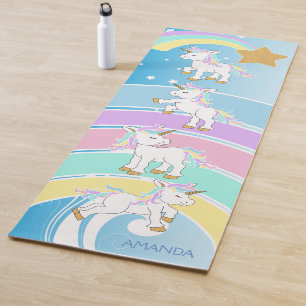 Tapis De Yoga Unicornes magiques - Mat de Yoga Bleu