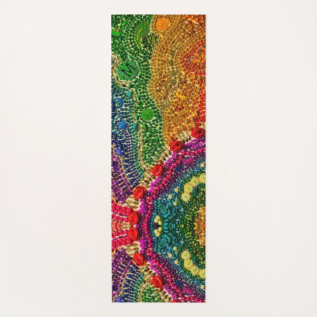 Tapis De Yoga Unique Rainbow Mardi Gras perle art YOGA MAT- (Devant)