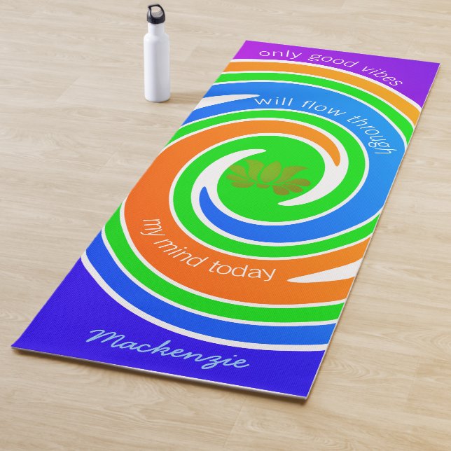 Tapis De Yoga Uniquement Good Vibes avec Fleur Lotus et votre no (En situation)