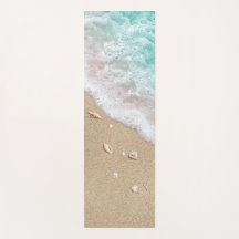 Vagues de plage Turquoise réversible Yoga Mat