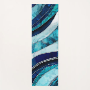Tapis De Yoga Vagues - Mixte Media Blue Abstrait