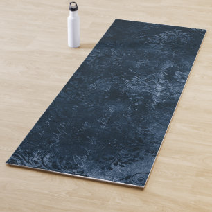 Tapis De Yoga Velvety Navy Damask Bleu foncé Grunge Baroque