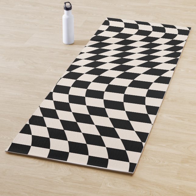 Tapis De Yoga Vérifier le tableau de bord du Motif noir et blanc (En situation)