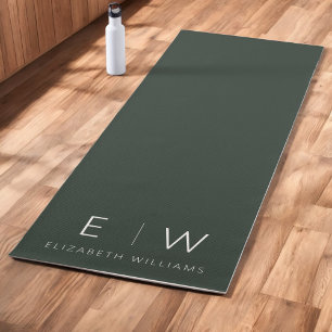 Tapis De Yoga Vert foncé Élégant Moderne Minimaliste Monogramme