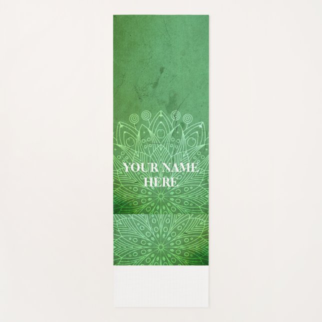 Tapis De Yoga Vert naturel Mandala Floral (Devant)