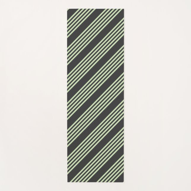 Tapis De Yoga Vert pâle et charbon cinq bandes motif (Devant)