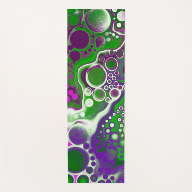 Tapis De Yoga Vert, violet et Marbre blanc Fluide Art (Devant)