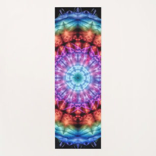 Tapis De Yoga Vibrant Tie Dye Kaleidoscope Rainbow Mandala