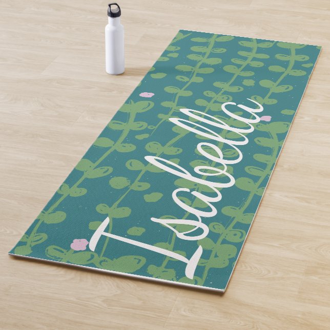 Tapis De Yoga Vignes Abstraites vertes Motif personnalisé (En situation)