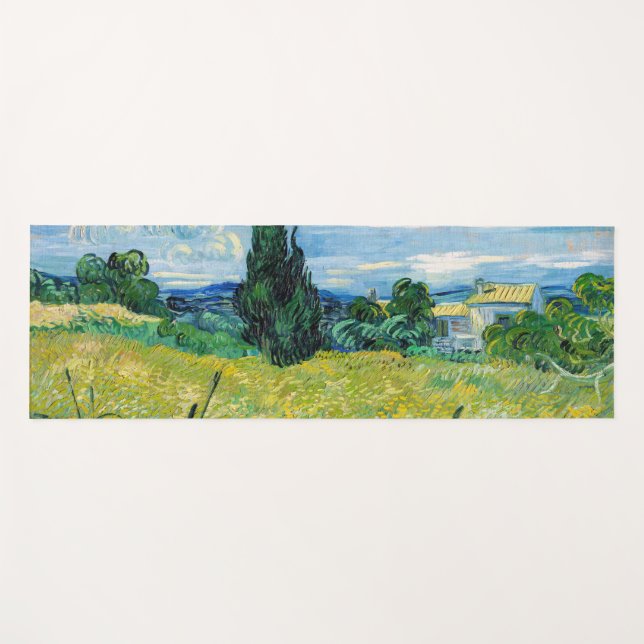 Tapis De Yoga Vincent van Gogh - Champ de blé vert avec Cypress (Devant (Horizontal))