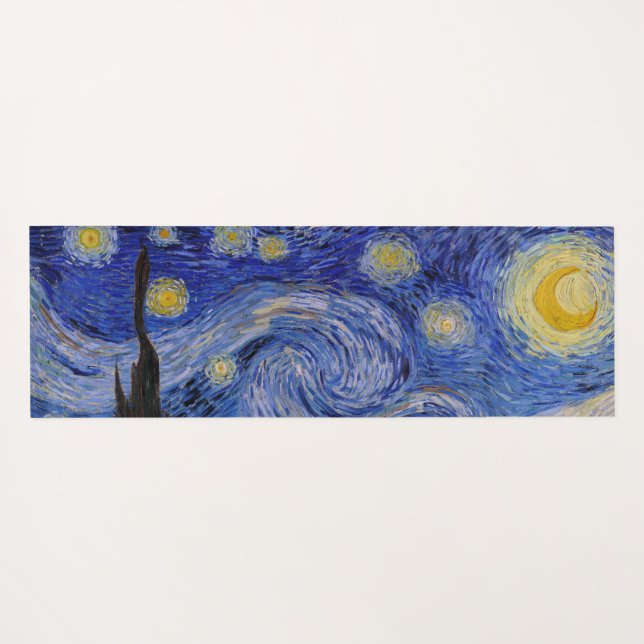 Tapis De Yoga Vincent Van Gogh - La nuit étoilée (Dos (Horizontal))