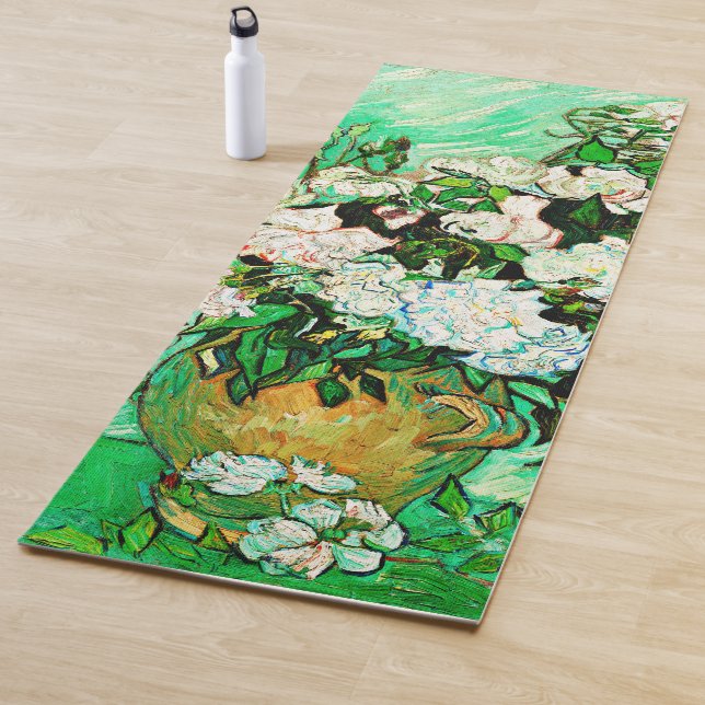 Tapis De Yoga Vintage Vincent Van Gogh Roses (1890) (En situation)