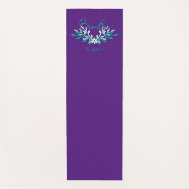 Tapis de yoga violet - Breathe, tu as ce (Devant)