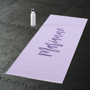 Tapis De Yoga Violet pourpre nom personnalisé script