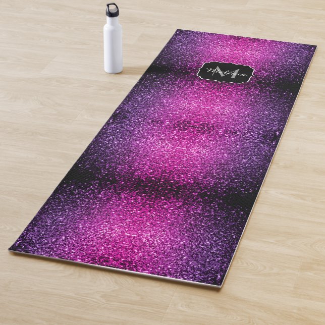 Tapis De Yoga Violet rose ombre faux parties scintillant scintil (En situation)