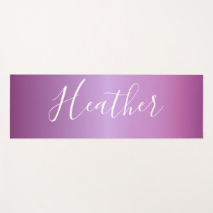Tapis De Yoga Violet violet et script blanc personnalisé