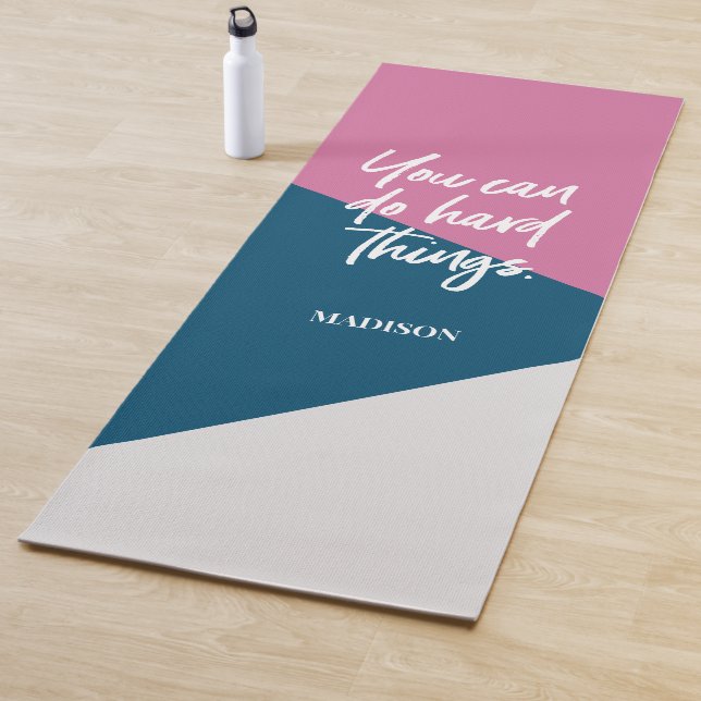 Tapis De Yoga Vous pouvez faire des choses difficiles Pink Blue  (En situation)