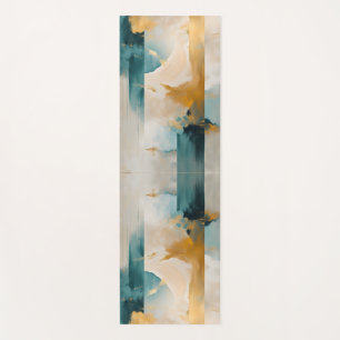 Tapis De Yoga Wabi Sabi Or et Sarcelle Abstrait