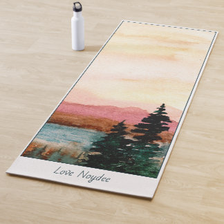 Tapis De Yoga Watercolor Landscape Painting, Your Name