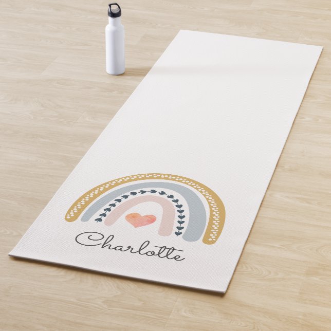 Tapis De Yoga Whimsical Personnalisé Boho Rainbow (En situation)