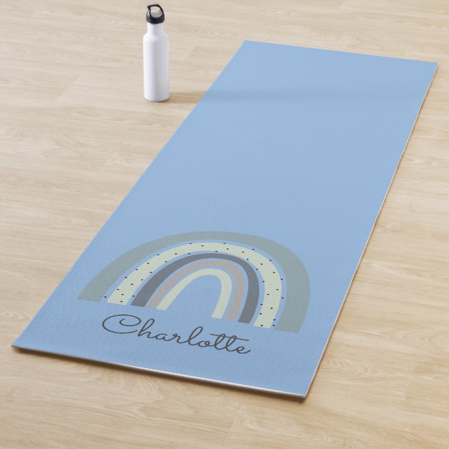 Tapis De Yoga Whimsical Personnalisé Boho Rainbow Blue Yoga Mat (En situation)