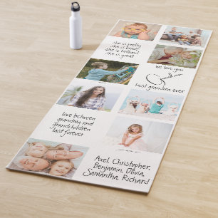 Tapis De Yoga White Modern Typographie Photo Collage Grand-mère