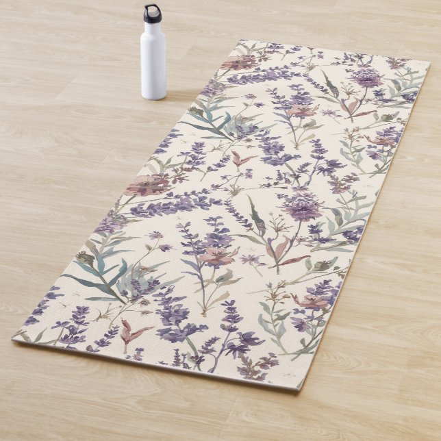 Tapis De Yoga Wildflower Lavender Boho Botanical Floral (En situation)