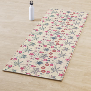 Tapis De Yoga William Morris Daisy Motif floral Orange rouge