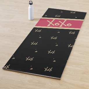 Tapis De Yoga XOXO Black Hot Rose Gold Typographie mignonne