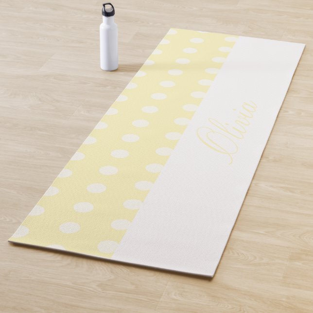 Tapis De Yoga Yellow Poka Dots (En situation)
