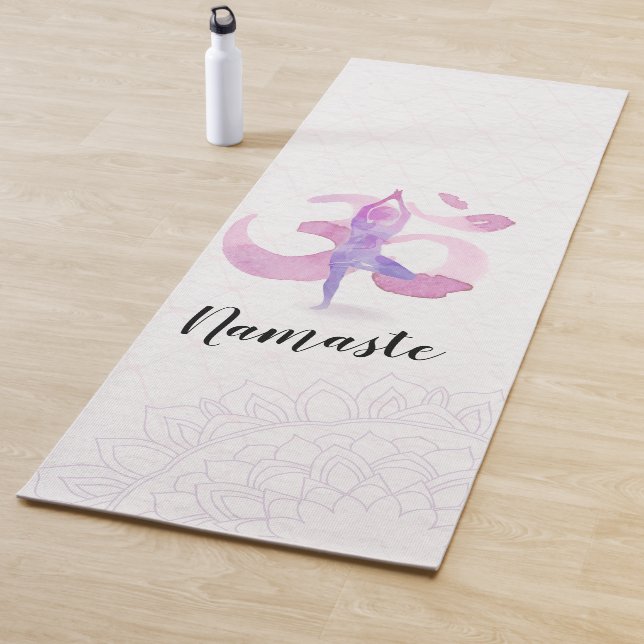 Tapis De Yoga Yoga Instructeur d'aquarelle méditation Pose Om Si (En situation)
