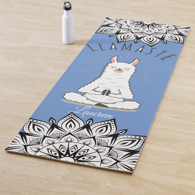 Tapis De Yoga Yoga Llama - Llamaste Pun Mindfulness Mandala Nom (En situation)