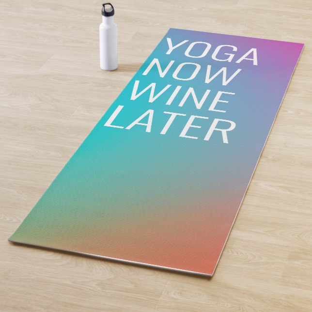 Tapis De Yoga Yoga Maintenant Vin Plus Tard Drôle Aquarelle (En situation)