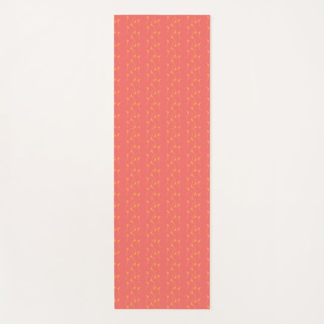 Tapis De Yoga Yoga Mat avec arrière - plan rose et tiges jaunes (Devant)