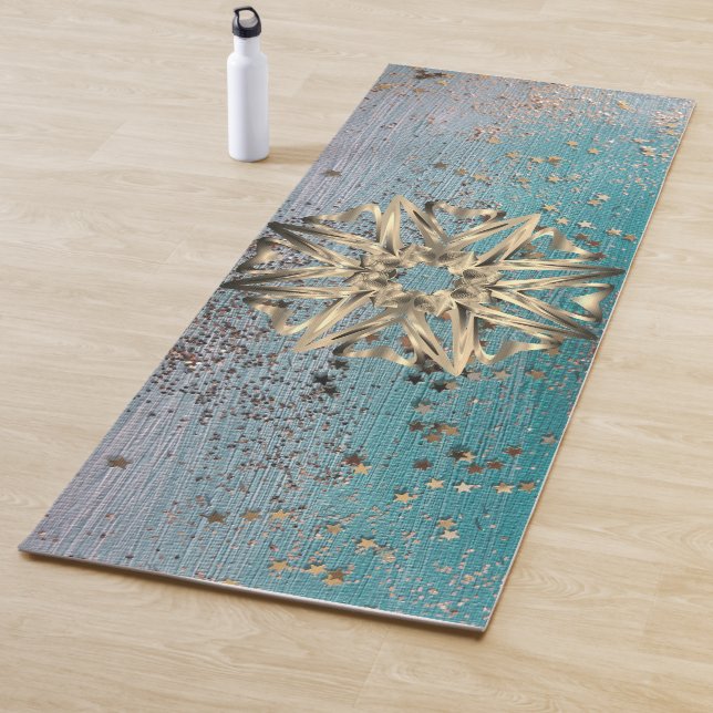 Tapis De Yoga Yoga Mat Gold Starburst (En situation)