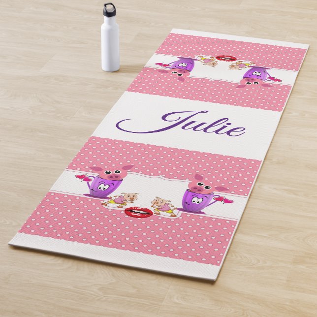 Tapis De Yoga Yoga Mats Yoga Rose Pigs Polkadot (En situation)