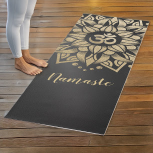 Tapis De Yoga Yoga Méditation Instructeur or Mandala Om Symbole