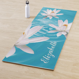 TAPIS DE YOGA YOGA MEDITATION NOM PERSONNALISÉ LOTUS BLANC LOTU
