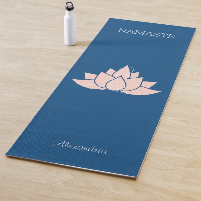 Tapis De Yoga Yoga Namaste Classic Blue Lotus Girl Pose Graphiqu (En situation)