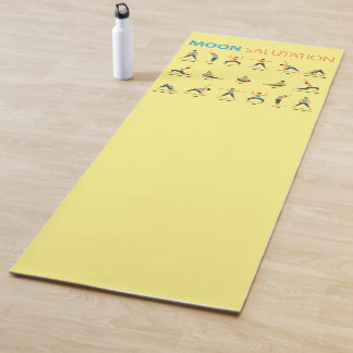 Tapis De Yoga Yoga Salutation De La Lune Poses Avec Noms Jaune P