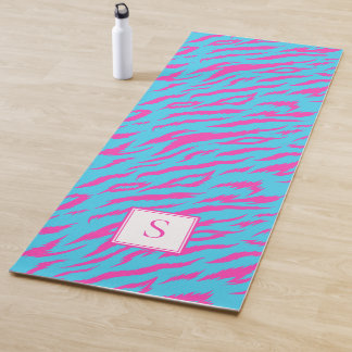 Tapis De Yoga Zebra Stripes bleu violet Monogramme personnalisé