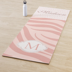 Tapis De Yoga Zèbre géométrique rose moderne Monogramme tendance