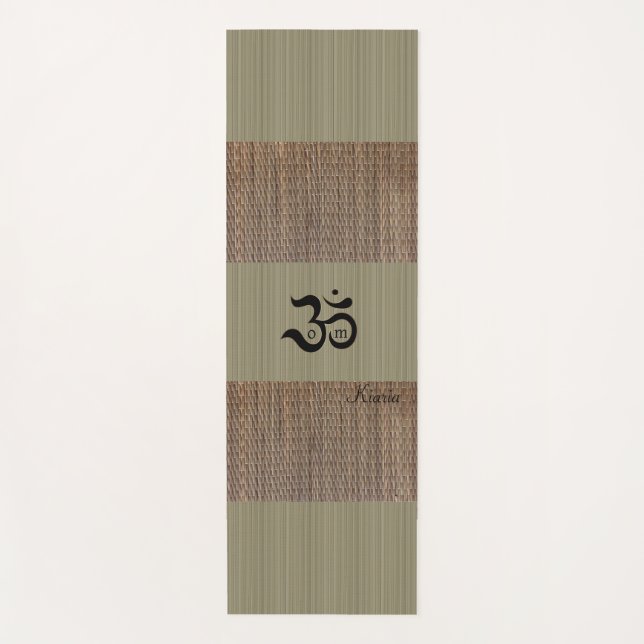 Tapis De Yoga Zen Om tatami vert imprimé nom personnalisé rustiq (Devant)