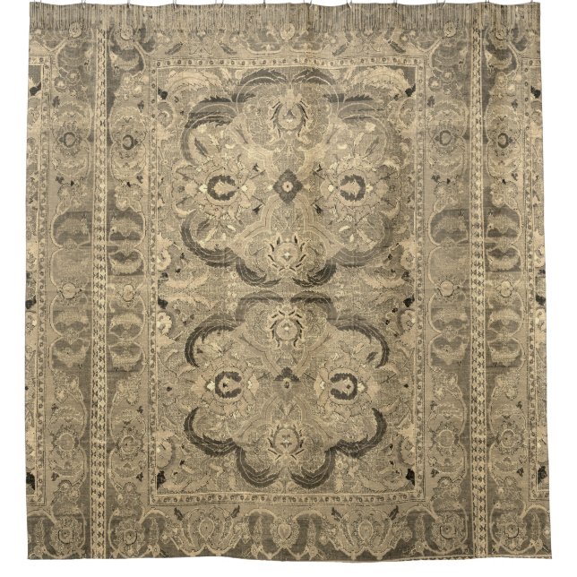Tapis Perse antique Brown Douche beige rideau (Devant)
