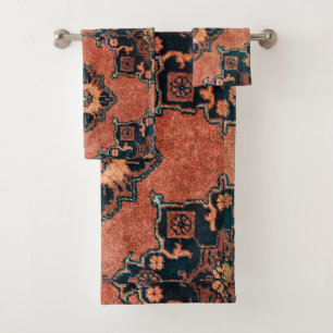 Tapis Perse Vintage antique en terre cuite orienta